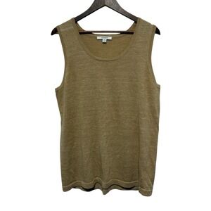 Liz Claiborne Sweater Womens XL Brown Tan Sleeveless Shell Wool Blend Pullover